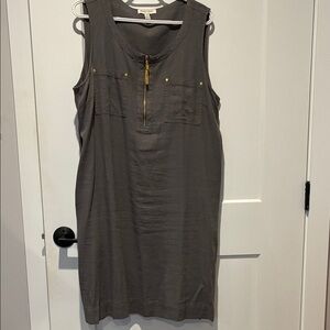 Ellen Tracy Charcoal Linen Dress. B9